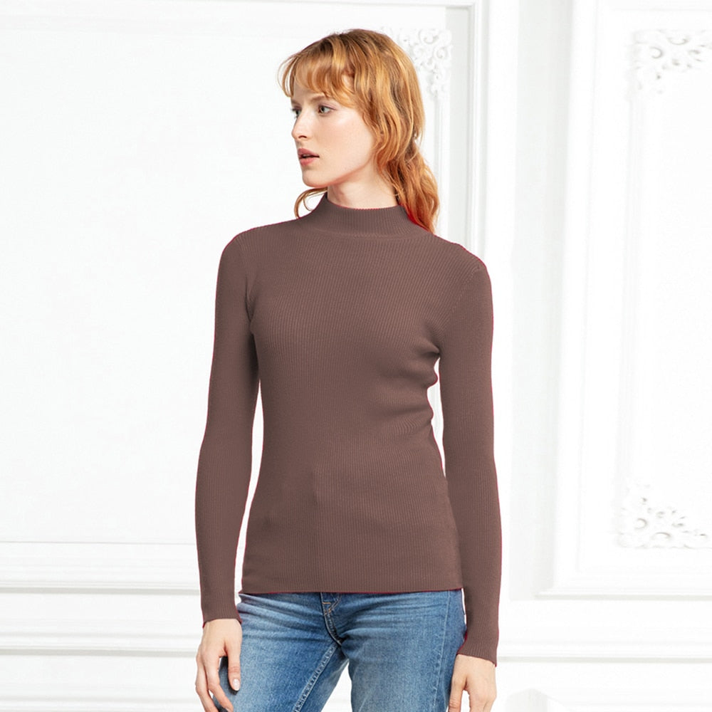 Women's Black turtleneck Soft Cozy Sweaters Slim Full Sleeve Multi-color Turtleneck Sweaters for Women winter turtleneck sweaters for women DailyAlertDeals Coffee S 