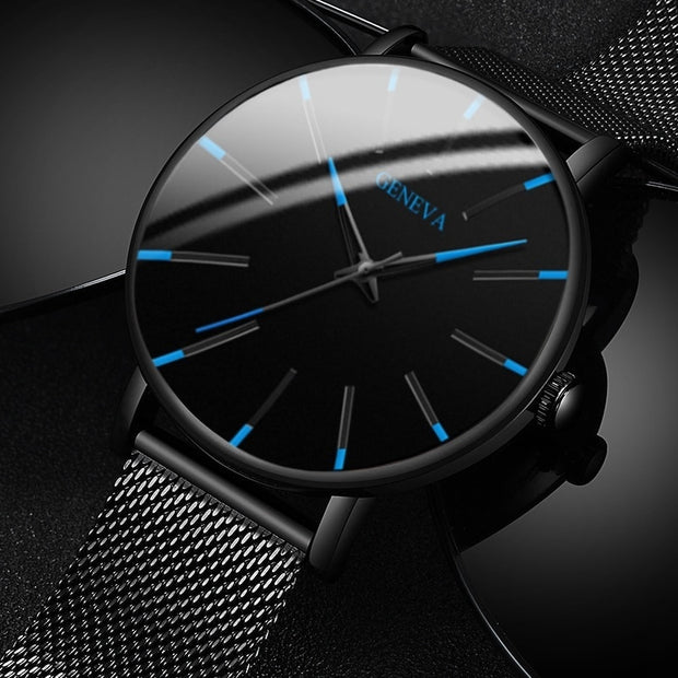 2022 Minimalist Men&#39;s Fashion Ultra Thin Watches Simple Men Business Stainless Steel Mesh Belt Quartz Watch relogio masculino men's watches DailyAlertDeals   