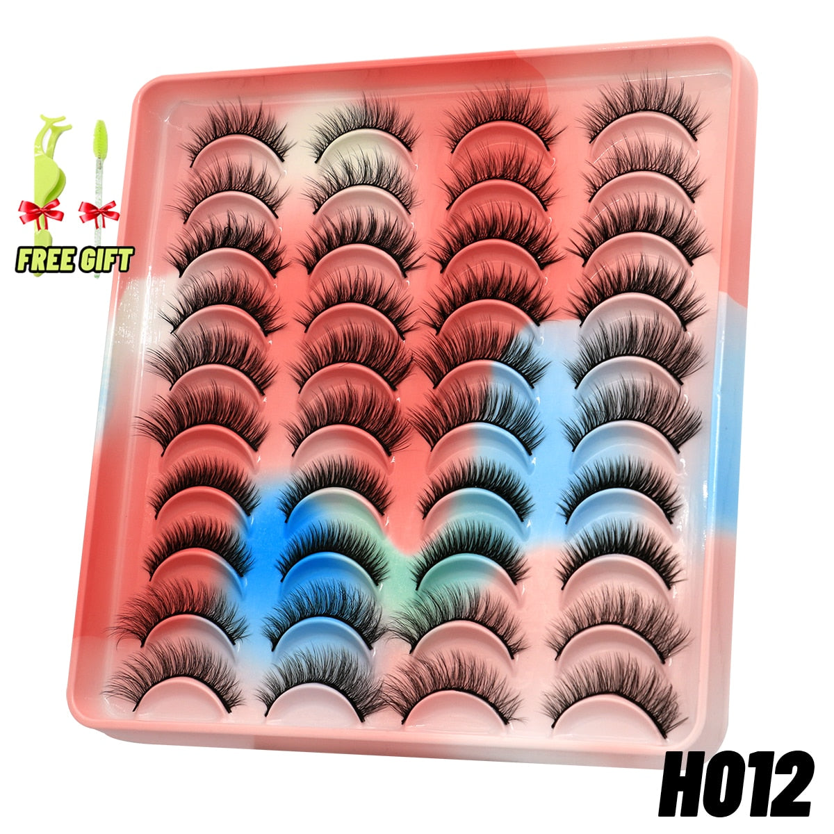 GROINNEYA Eyelashes 3D Mink Lashes Fluffy Soft Wispy Natural Cross Eyelash Extension Reusable Lashes Mink False Eyelashes Makeup 0 DailyAlertDeals 20pairs-H012 France 