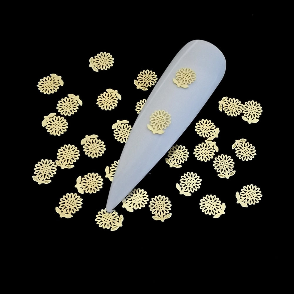 100Pcs/Lot Gold Metal Nail Decals Ultra-thin Flakes Nail Bling Rhinestone Cute 3D Nail Art Decorations Charm Nail Art Rivets 0 DailyAlertDeals 683  