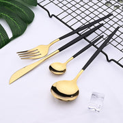 24pcs Black Western Dinnerware Set Stainless Steel Cutlery Set Fork Knife Spoon Tableware Set Flatware Set Silverware Set  DailyAlertDeals   