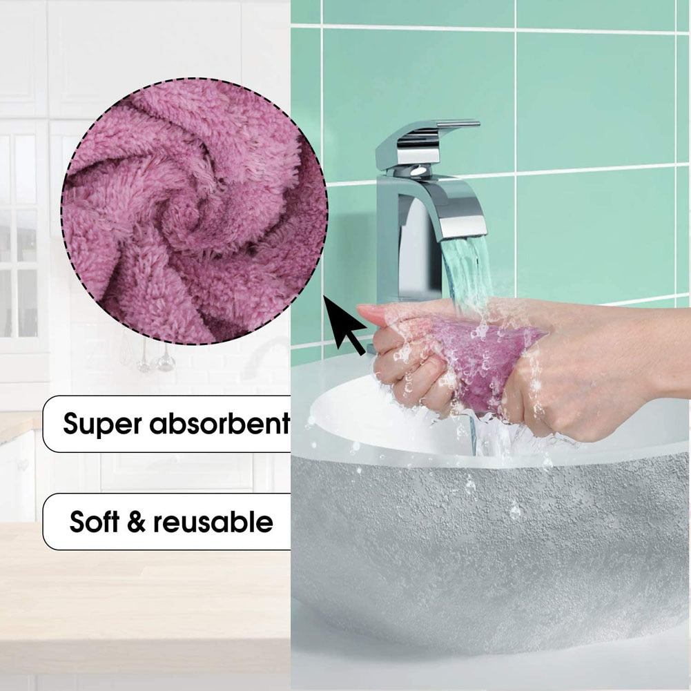 10pcs Microfiber Towel Absorbent Kitchen Cleaning Cloth Non-stick Oil Dish Towel Rags Napkins Tableware Household Cleaning Towel 10pcs Microfiber Towel DailyAlertDeals   