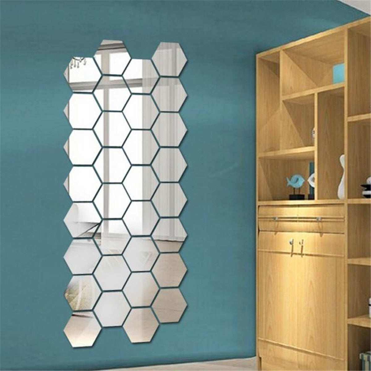 6/12Pcs 3D Mirror Wall Sticker Home Decor Hexagon Decorations DIY Removable Living-Room Decal Art Ornaments For Home 3d wall Mirror Stickers DailyAlertDeals   