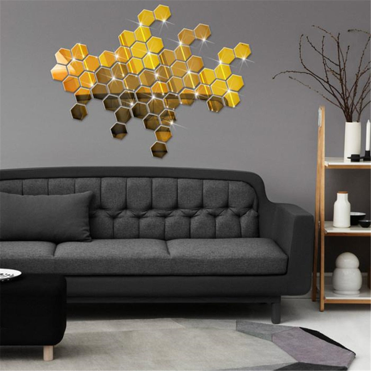 6/12Pcs 3D Mirror Wall Sticker Home Decor Hexagon Decorations DIY Removable Living-Room Decal Art Ornaments For Home 3d wall Mirror Stickers DailyAlertDeals   