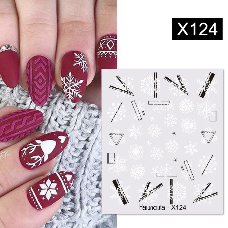 Harunouta Blue Ink Blooming Flowers Nail Water Decals Concise Floral Leaves Slider For Nails Geometric Waves DIY Manicures Tips Nail Stickers DailyAlertDeals X124  
