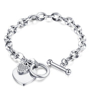 Stainless Steel Love Heart Bracelets For Women Party Gift Fashion Joyas de Chain Charm Bracelets Jewelry Wholesale Text Engraved 0 DailyAlertDeals AD1201-S China 18cm