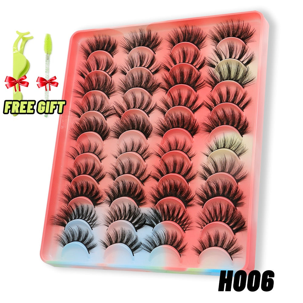 GROINNEYA Eyelashes 3D Mink Lashes Fluffy Soft Wispy Natural Cross Eyelash Extension Reusable Lashes Mink False Eyelashes Makeup 0 DailyAlertDeals 20pairs-H006 France 