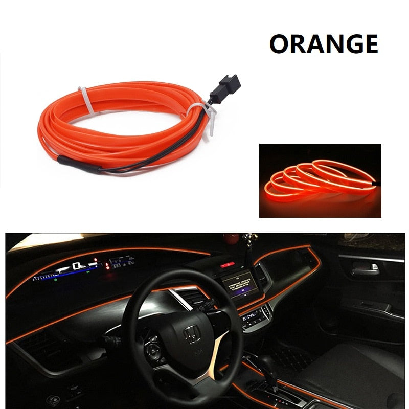1M/3M/5M neon Car Interior Lighting LED Strip String Neon Strip For Auto DIY Flexible Long Last Car LED Light String neon Car Interior Lighting LED Strip DailyAlertDeals Orange 1M USB drive