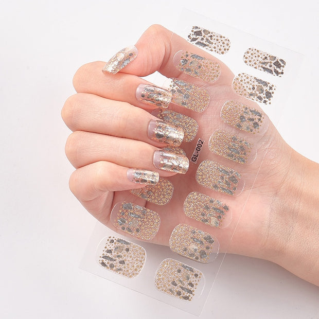 16 Tips/Sheet Glitter Series Shiny Manicure Decoracion Designed Nail Art Stickers 2020 Nail Decoration Nail Wraps Shiny Decal stickers for nails DailyAlertDeals GL-002  