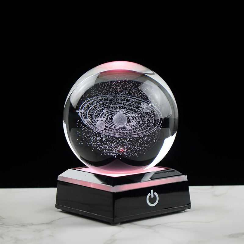 Newfashioned 3D Crystsal Solar System Ball Laser Engraved Planets Glass Sphere Cosmic Model Globe Home Decoration Astronomy Gift 0 DailyAlertDeals 60mm Square B LED Base 