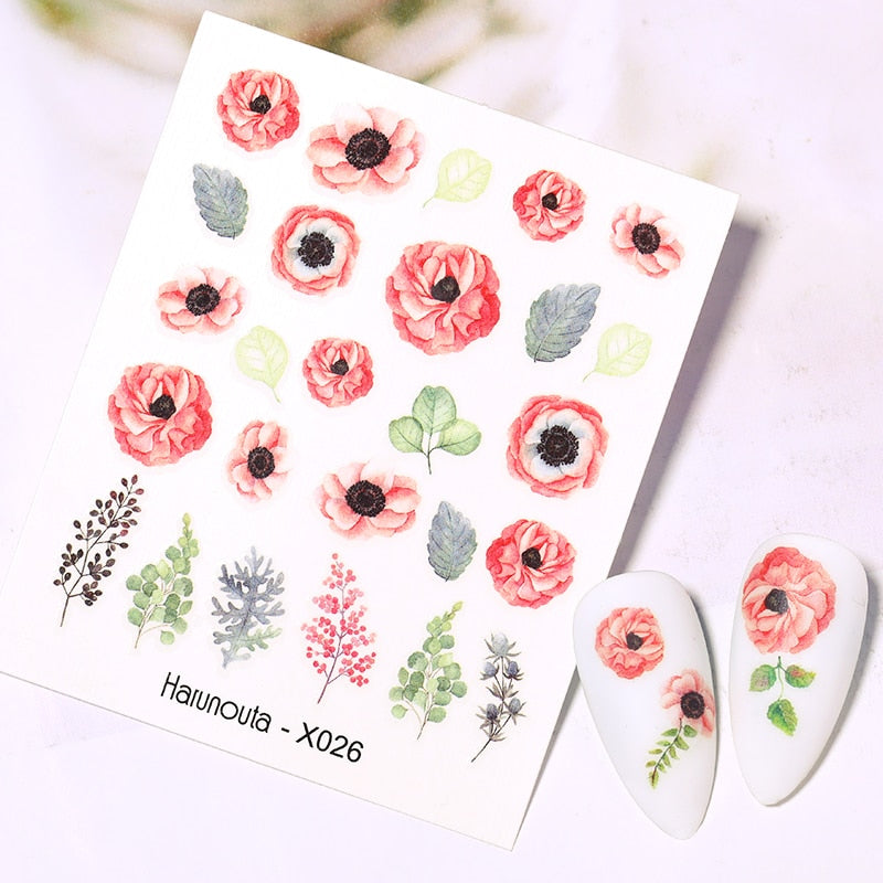 Harunouta Purple Blue Flowers Ink Blooming Nail Water Decals Geometry Line Ripple French Nail Stickers Manicuring Foils Wraps 0 DailyAlertDeals X026  