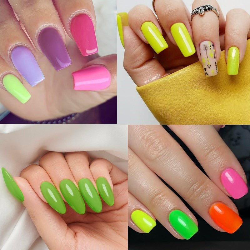 UR SUGAR Fluorescent Gel Nail Polish Neon Yellow Green Blue Color Gel Soak Off UV Nail Gel Varnish For Nail Art Top Coat Neon Fluorescent Gel Nail Polish DailyAlertDeals   