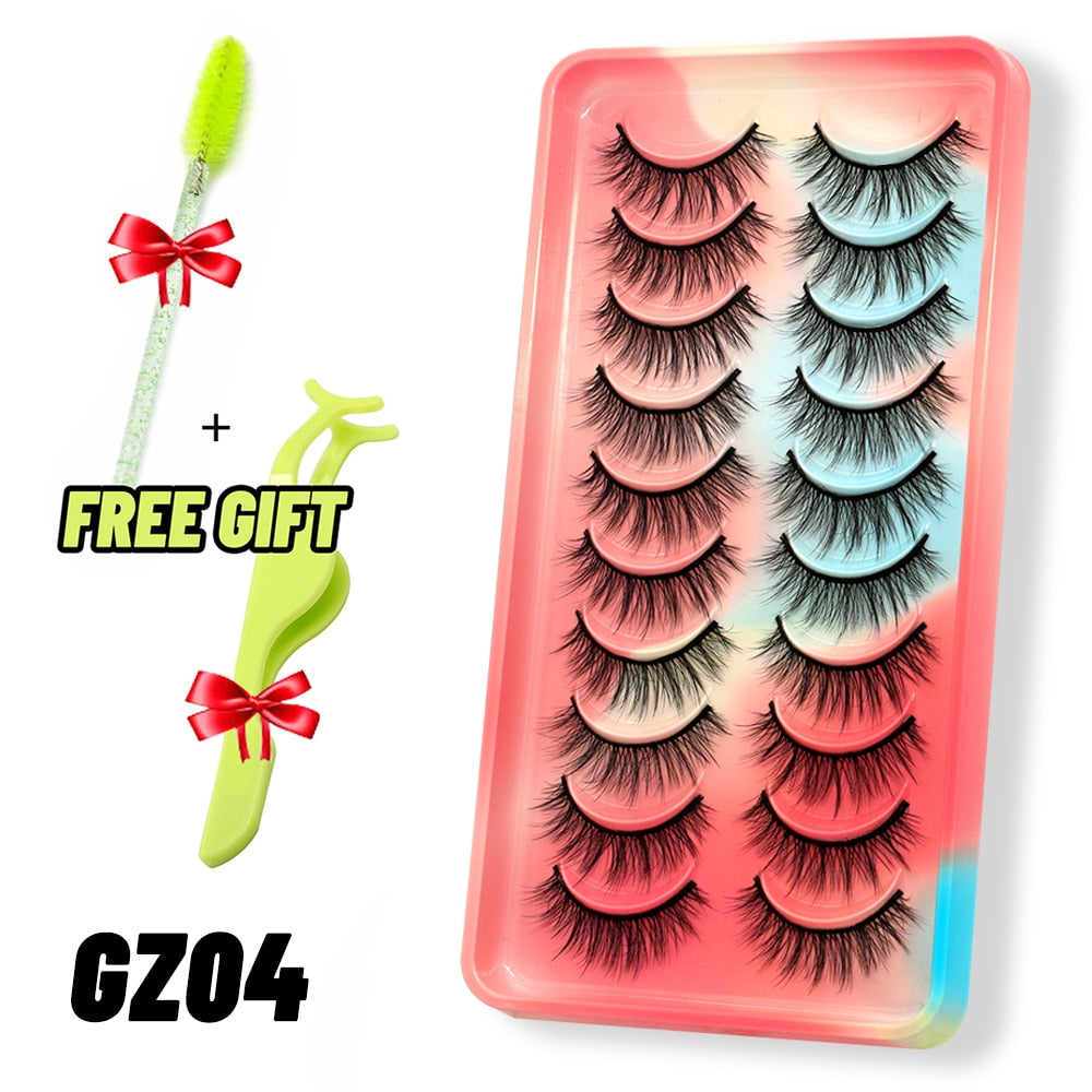 GROINNEYA Eyelashes 3D Mink Lashes Fluffy Soft Wispy Natural Cross Eyelash Extension Reusable Lashes Mink False Eyelashes Makeup 0 DailyAlertDeals 10pairs-GZ04 France 