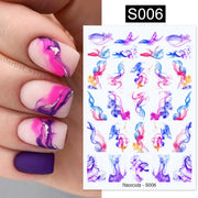 Harunouta Marble Blooming 3D Nail Sticker Decals Flower Leaves Transfer Water Sliders Abstract Geometric Lines Nail Watermark 0 DailyAlertDeals S006  