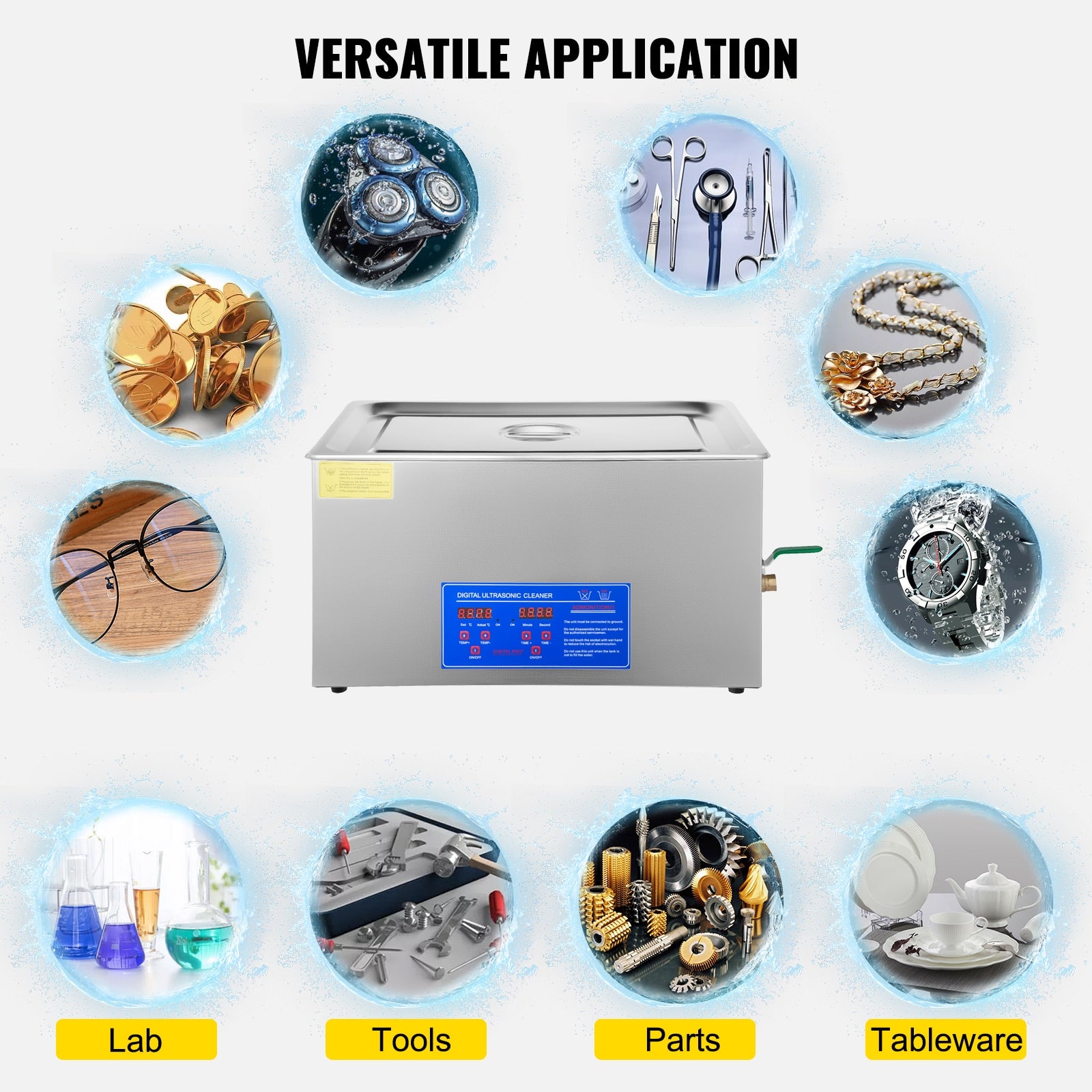 VEVOR 1.3L 2L 3L 6L 10L 15L 22L 30L Ultrasonic Cleaner Lave-Dishes Portable Washing Machine Diswasher Ultrasound Home Appliances Ultrasonic Dishwasher dish Cleaner DailyAlertDeals   