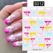 Harunouta Blooming Ink Marble 3D Nail Sticker Decals Leaves Heart Transfer Nail Sliders Abstract Geometric Line Nail Water Decal nail decal stickers DailyAlertDeals S012  
