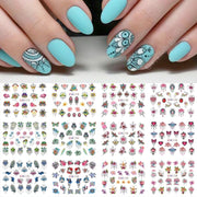 12 Designs Nail Stickers Set Mixed Floral Geometric Nail Art Water Transfer Decals Sliders Flower Leaves Manicures Decoration 0 DailyAlertDeals 12  