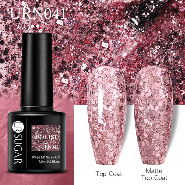 UR SUGAR 7.5ml Dark Purple Gel Nail Polish Soak Off UV LED Semi Permanent Gel Varnishes Manicure Nails Art Matte Top Coat Needed nail polish DailyAlertDeals URN041  