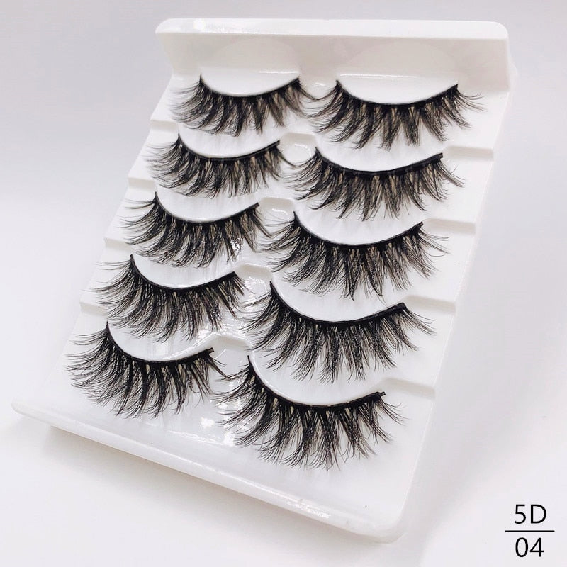 5/8 Pairs Faux Mink Eyelashes Soft Fluffy Natural False Eyelashes 3D Thick Dramatic Makeup Eyelashes Reusable Handmade Lashes  DailyAlertDeals 5D04 China 