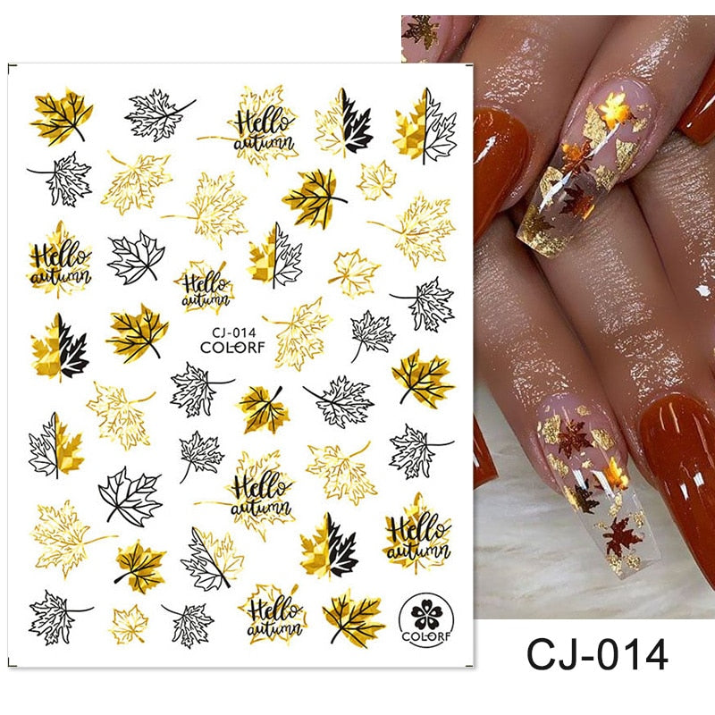 Harunouta Slider Design 3D Black People Silhouettes Blooming Nail Stickers Gold Bronzing Leaf Flower Nail Foils Decoration Nail Stickers DailyAlertDeals CJ-014  