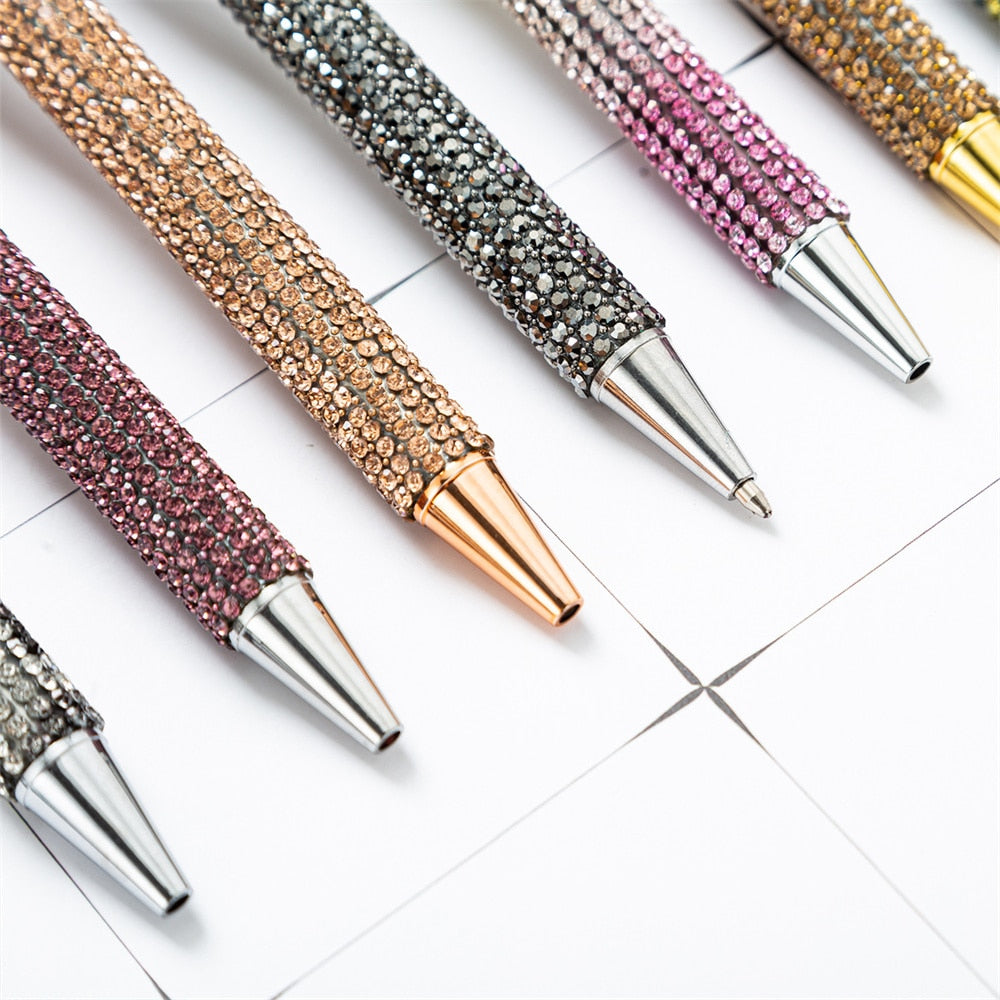 Press Ballpoint Pen Luxury Rhinestone Cute Wedding Rose Gold Metal Stationery School Office Supplies High Quality Pens Wholesale 0 DailyAlertDeals   