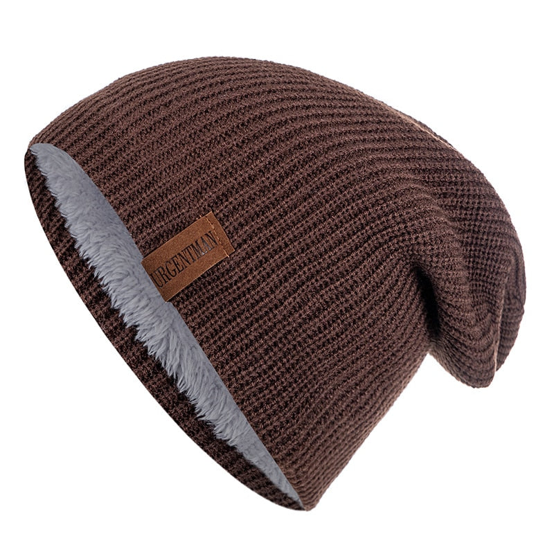New Unisex Letter Beanie Hat Leisure Add Fur Lined Winter Hats For Men Women Keep Warm Knitted Hat Fashion Solid Ski Bonnet Cap Beanie hat unisex DailyAlertDeals Coffee 54cm-62cm 