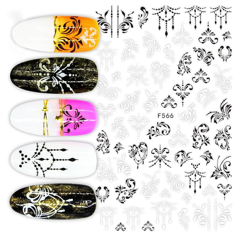 Harunouta Slider Design 3D Black People Silhouettes Blooming Nail Stickers Gold Bronzing Leaf Flower Nail Foils Decoration Nail Stickers DailyAlertDeals 3  