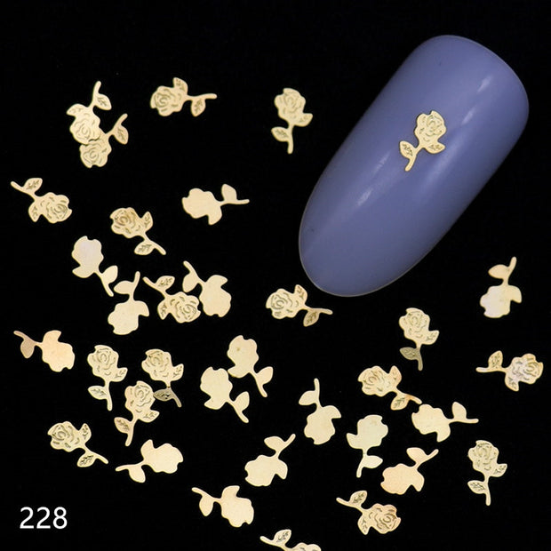100Pcs/Lot Gold Metal Nail Decals Ultra-thin Flakes Nail Bling Rhinestone Cute 3D Nail Art Decorations Charm Nail Art Rivets 0 DailyAlertDeals 228  
