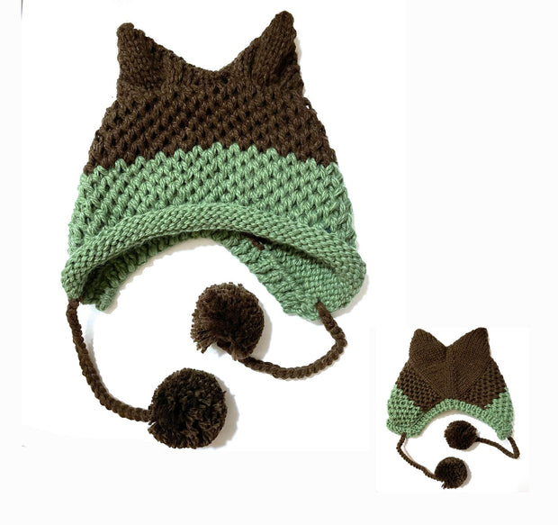BomHCS Cute Fox Ears Beanie Winter Warm 100% Handmade Knit Hat 0 DailyAlertDeals Green Dark Coffee  