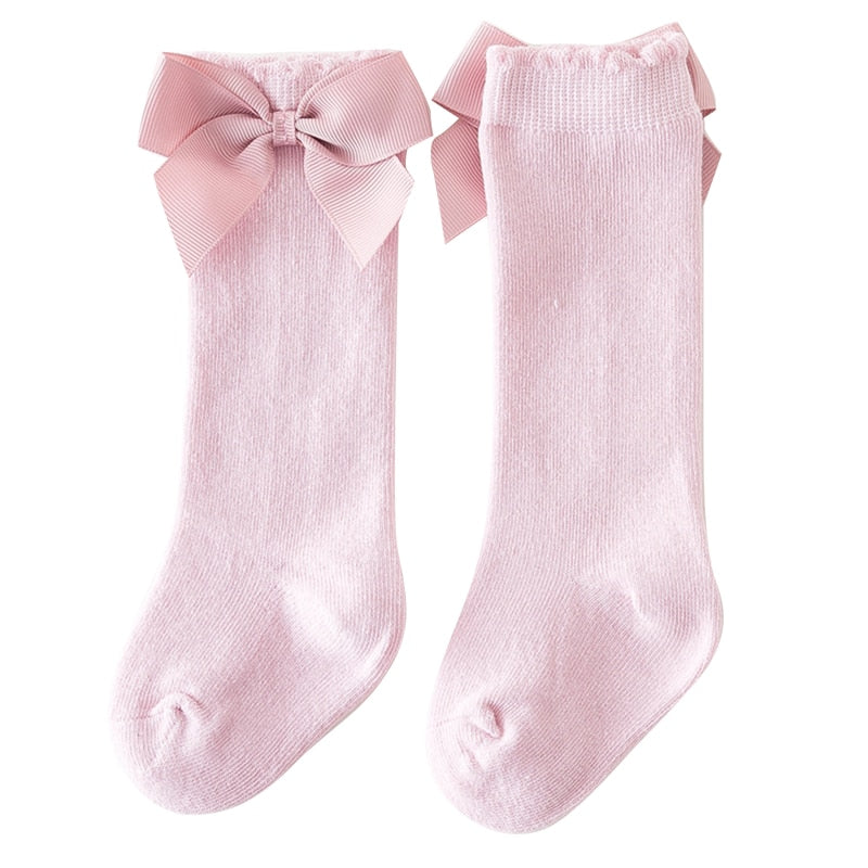 Lioraitiin New Solid Color Soft Cotton Baby Socks Cute Bows Princess Baby Girl Socks Bowknot Infant Toddler Girls Floor Socks Baby Socks DailyAlertDeals   