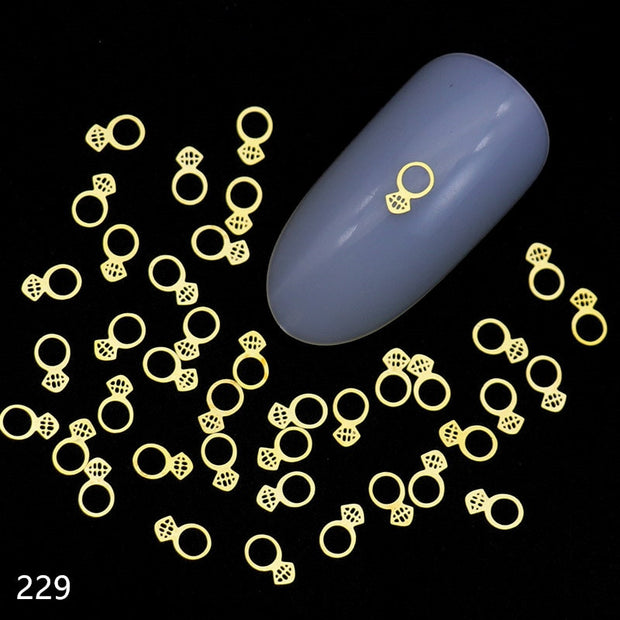 100Pcs/Lot Gold Metal Nail Decals Ultra-thin Flakes Nail Bling Rhinestone Cute 3D Nail Art Decorations Charm Nail Art Rivets 0 DailyAlertDeals 229  