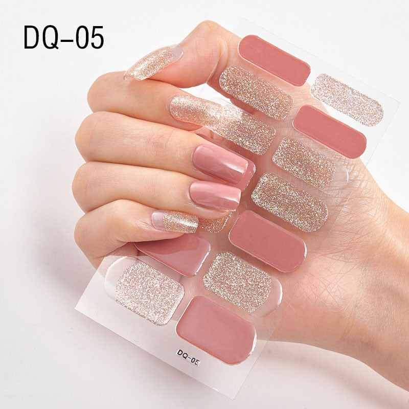 Lamemoria 1pc 3D Nail Slider Beauty Nail Stickers Shining Wave Line Decals Adhesive Manicure Tips Salon Nail Art Decorations nail decal stickers DailyAlertDeals DQ05  