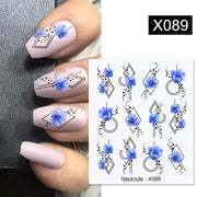 1Pc Spring Water Nail Decal And Sticker Flower Leaf Tree Green Simple Summer DIY Slider For Manicuring Nail Art Watermark 0 DailyAlertDeals X089  