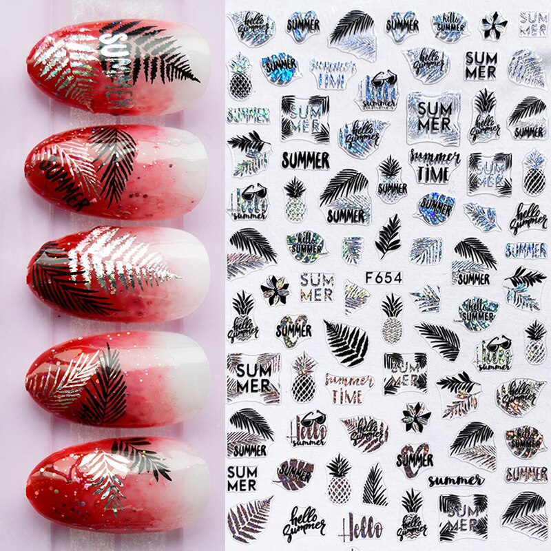 Harunouta Slider Design 3D Black People Silhouettes Blooming Nail Stickers Gold Bronzing Leaf Flower Nail Foils Decoration Nail Stickers DailyAlertDeals 14  