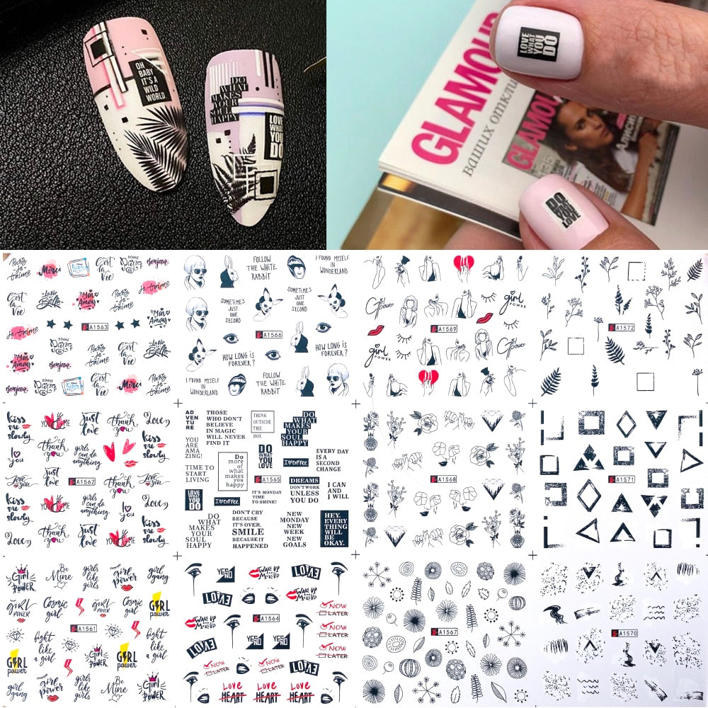 2021 New Geometric Letter nail sticker Water Slider Russian winter decal Christmas new year gift nail slider temporary tattos 0 DailyAlertDeals   