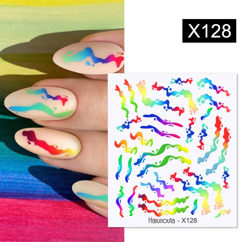 Harunouta Cool Geometrics Pattern Water Decals Stickers Flower Leaves Slider For Nails Spring Summer Nail Art Decoration DIY 0 DailyAlertDeals X128  
