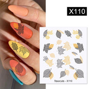 Harunouta Blue Ink Blooming Flowers Nail Water Decals Concise Floral Leaves Slider For Nails Geometric Waves DIY Manicures Tips Nail Stickers DailyAlertDeals X110  