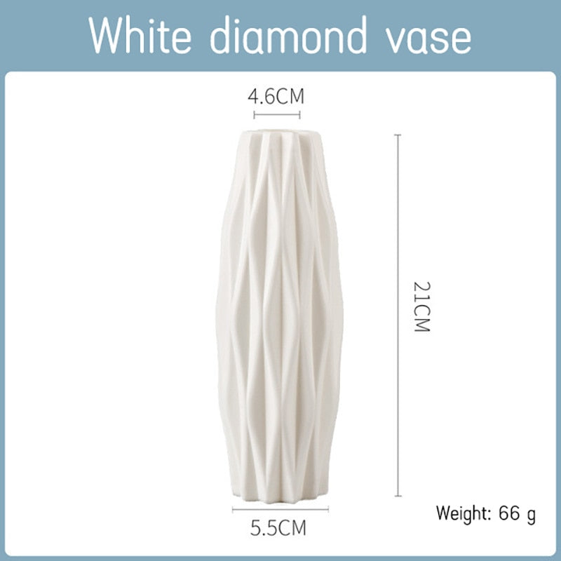 Morandi Plastic Vase Living Room Decoration Ornaments Modern Origami Plastic Vases for Flower Arrangements Home Decoration Plastic Vases Flower Pots DailyAlertDeals 3219 white  