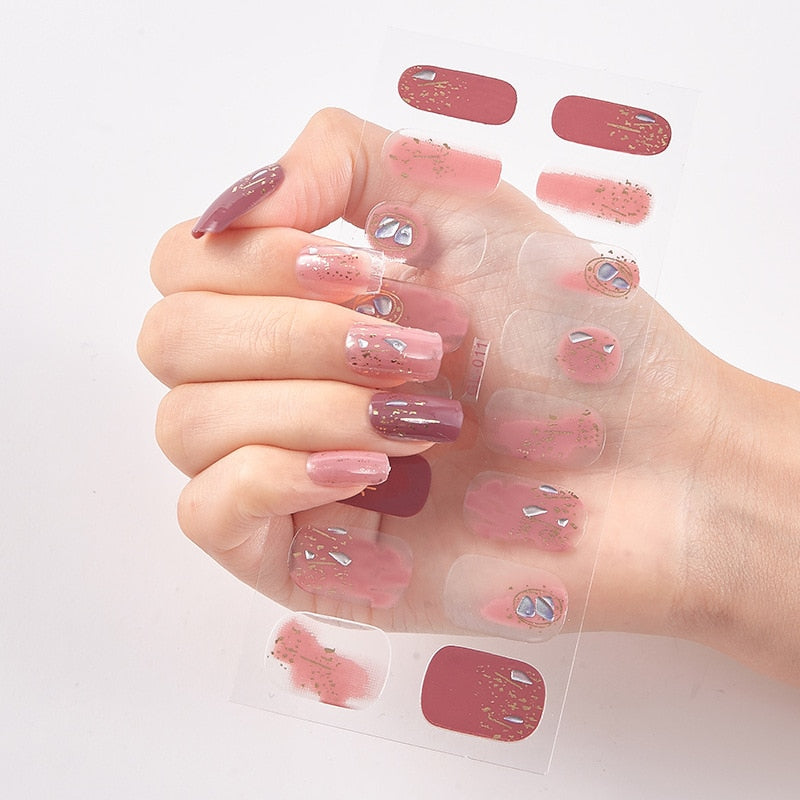 16 Tips/Sheet Glitter Series Shiny Manicure Decoracion Designed Nail Art Stickers 2020 Nail Decoration Nail Wraps Shiny Decal stickers for nails DailyAlertDeals GL-011  