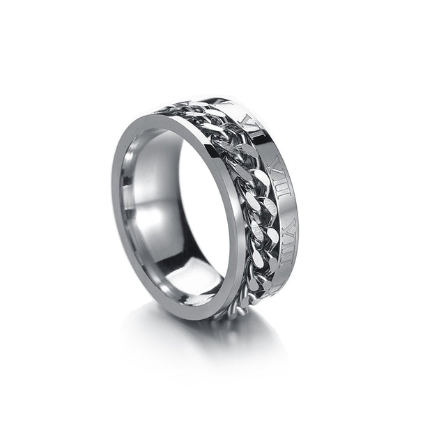 Cool Stainless Steel Rotatable Men Couple Ring High Quality Spinner Chain Rotable Rings Punk Women Man Jewelry for Party Gift 0 DailyAlertDeals 6 Roman steel Color 