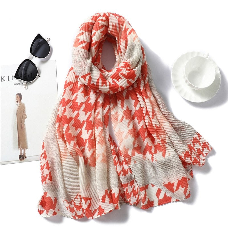 2022 New Design Brand Women Scarf Fashion Print Cotton Spring Winter Warm Scarves Hijabs Lady Pashmina Foulard Bandana Plaid 0 DailyAlertDeals WJ126-2 180x90cm 