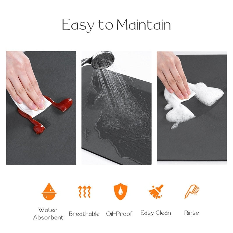 Kitchen Rubber Pad Dish Drying Mat Super Absorbent Drainer Mats Tableware Bottle Rugs Kitchen Dinnerware Placement Rubber pads DailyAlertDeals   