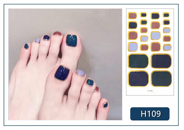22tips Korea Toe Nail Sticker Wraps Adhesive Decals Toenail Polish Strips DIY Pedicure Foot Decals Manicure Women nail art DailyAlertDeals H109  