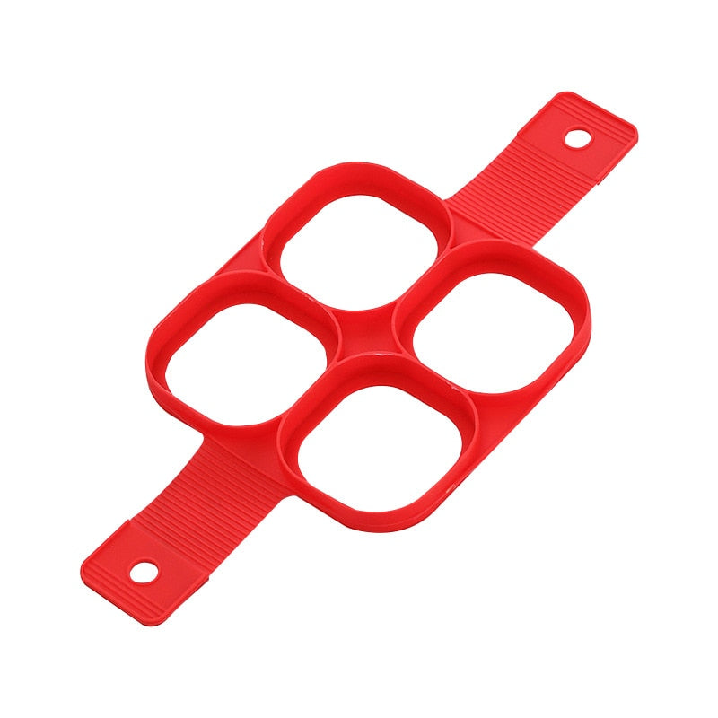 Egg Pancake Ring Nonstick Pancake Maker Mold Silicone Egg Cooker fried egg shaper Omelet Moulds for Kitchen Baking Accessories creative pancake moulds DailyAlertDeals Red-f  