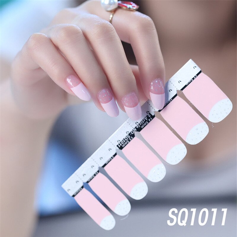 1sheet Korean Nail Polish Strips DIY Waterproof Nail Wraps Mixed Patterns Full Nail Patch Adhesive for Women Nail Art Stickers nail decal sticker DailyAlertDeals SQ1011  