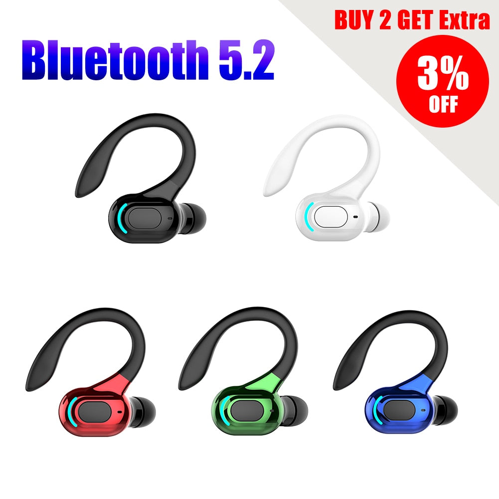 Noise Cancelling Sports Wireless Business Headphones Headset Waterproof Hanging Single Ear Earbuds Bluetooth 5.2 Earphone 0 DailyAlertDeals   