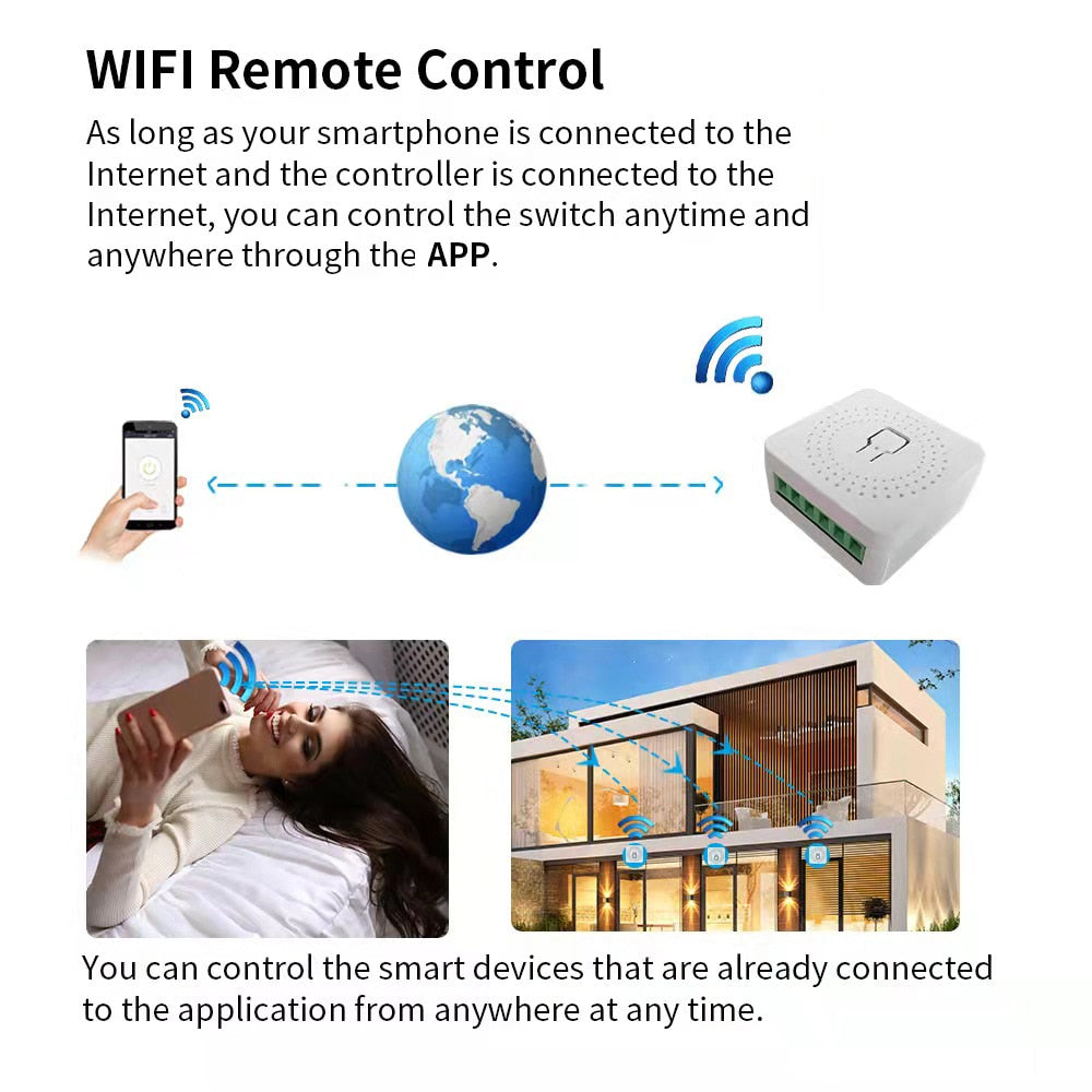 Wifi Mini Smart Switch 16A DIY Light Switches 2 Way Wireless Smart Home with Tuya Smart Life EweLink Alexa Alice Google Home Wifi Mini Smart Switch DailyAlertDeals   