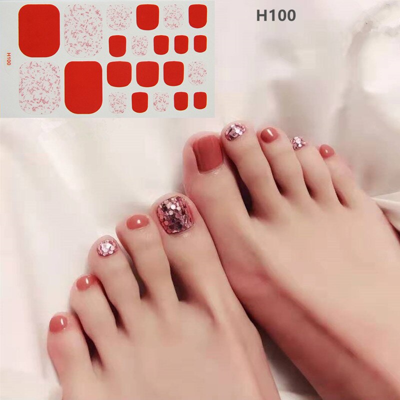 22tips Korea Toe Nail Sticker Wraps Adhesive Decals Toenail Polish Strips DIY Pedicure Foot Decals Manicure Women nail art DailyAlertDeals H100  