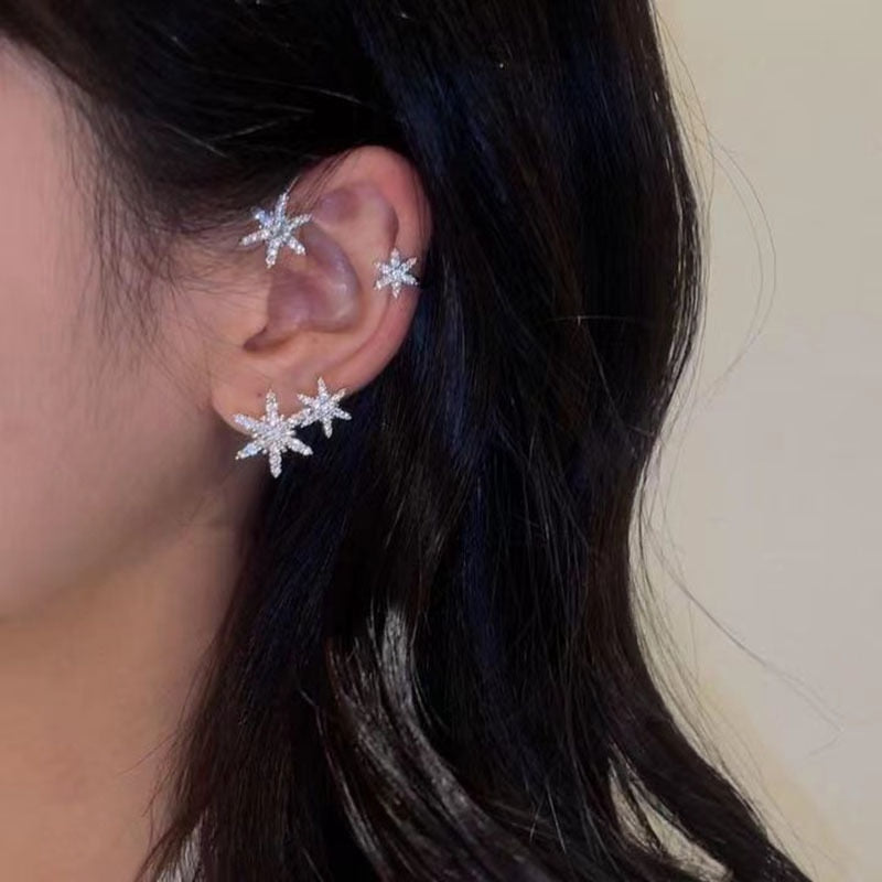 Shining Zircon Butterfly Ear Cuff Earrings for Women Girls Fashion 1pc Non Piercing Ear Clip Ear-hook Party Wedding Jewelry Gift 0 DailyAlertDeals C left ear silver  