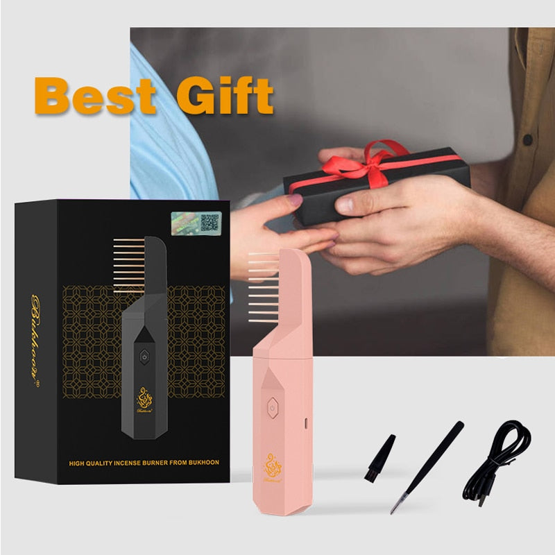 Arabic Incense Burner Electronic Portable Comb Bakhoor Ramadan Muslim Dukhoon Aroma Diffuser USB Rechargeable Oud Burning Holder Incense Burner DailyAlertDeals   